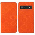 For Google Pixel 6a Ethnic Style Embossed Pattern Leather Phone Case(Orange) - 1