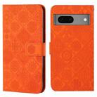 For Google Pixel 7 Ethnic Style Embossed Pattern Leather Phone Case(Orange) - 1