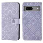 For Google Pixel 7 Ethnic Style Embossed Pattern Leather Phone Case(Purple) - 1
