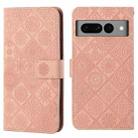 For Google Pixel 7 Pro Ethnic Style Embossed Pattern Leather Phone Case(Pink) - 1