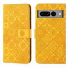 For Google Pixel 7 Pro Ethnic Style Embossed Pattern Leather Phone Case(Yellow) - 1