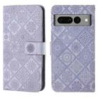 For Google Pixel 7 Pro Ethnic Style Embossed Pattern Leather Phone Case(Purple) - 1