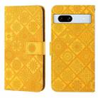 For Google Pixel 7a Ethnic Style Embossed Pattern Leather Phone Case(Yellow) - 1