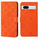 For Google Pixel 7a Ethnic Style Embossed Pattern Leather Phone Case(Orange) - 1