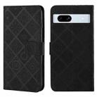 For Google Pixel 7a Ethnic Style Embossed Pattern Leather Phone Case(Black) - 1