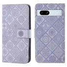 For Google Pixel 7a Ethnic Style Embossed Pattern Leather Phone Case(Purple) - 1