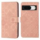 For Google Pixel 8 Ethnic Style Embossed Pattern Leather Phone Case(Pink) - 1