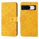 For Google Pixel 8 Ethnic Style Embossed Pattern Leather Phone Case(Yellow) - 1