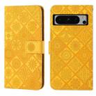 For Google Pixel 8 Pro Ethnic Style Embossed Pattern Leather Phone Case(Yellow) - 1