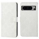 For Google Pixel 8 Pro Ethnic Style Embossed Pattern Leather Phone Case(White) - 1