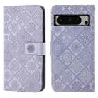 For Google Pixel 8 Pro Ethnic Style Embossed Pattern Leather Phone Case(Purple) - 1