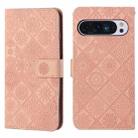 For Google Pixel 9 Pro XL Ethnic Style Embossed Pattern Leather Phone Case(Pink) - 1