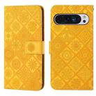 For Google Pixel 9 Pro XL Ethnic Style Embossed Pattern Leather Phone Case(Yellow) - 1