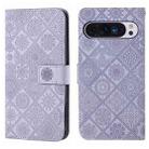 For Google Pixel 9 Pro XL Ethnic Style Embossed Pattern Leather Phone Case(Purple) - 1