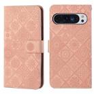 For Google Pixel 9 / 9 Pro Ethnic Style Embossed Pattern Leather Phone Case(Pink) - 1