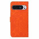 For Google Pixel 9 / 9 Pro Ethnic Style Embossed Pattern Leather Phone Case(Orange) - 3