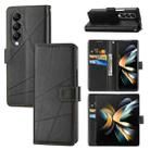 For Samsung Galaxy Z Fold4 PU Genuine Leather Texture Embossed Line Phone Case(Black) - 1