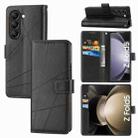 For Samsung Galaxy Z Fold5 PU Genuine Leather Texture Embossed Line Phone Case(Black) - 1