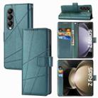 For Samsung Galaxy Z Fold5 PU Genuine Leather Texture Embossed Line Phone Case(Green) - 1