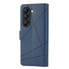 For Samsung Galaxy Z Fold6 PU Genuine Leather Texture Embossed Line Phone Case(Blue) - 3