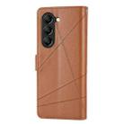 For Samsung Galaxy Z Fold6 PU Genuine Leather Texture Embossed Line Phone Case(Brown) - 3