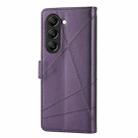 For Samsung Galaxy Z Fold6 PU Genuine Leather Texture Embossed Line Phone Case(Purple) - 3