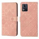 For Motorola Moto E13 Ethnic Style Embossed Pattern Leather Phone Case(Pink) - 1