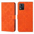 For Motorola Moto E13 Ethnic Style Embossed Pattern Leather Phone Case(Orange) - 1