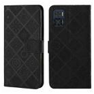 For Motorola Moto E22 / E22i Ethnic Style Embossed Pattern Leather Phone Case(Black) - 1