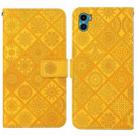 For Motorola Moto E22s / E32 4G Ethnic Style Embossed Pattern Leather Phone Case(Yellow) - 1