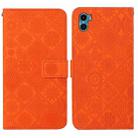 For Motorola Moto E22s / E32 4G Ethnic Style Embossed Pattern Leather Phone Case(Orange) - 1