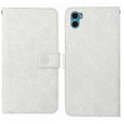 For Motorola Moto E22s / E32 4G Ethnic Style Embossed Pattern Leather Phone Case(White) - 1