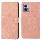 For Motorola Edge 30 Neo Ethnic Style Embossed Pattern Leather Phone Case(Pink) - 1