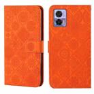 For Motorola Edge 30 Neo Ethnic Style Embossed Pattern Leather Phone Case(Orange) - 1