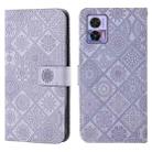 For Motorola Edge 30 Neo Ethnic Style Embossed Pattern Leather Phone Case(Purple) - 1