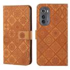 For Motorola Edge 2022 Ethnic Style Embossed Pattern Leather Phone Case(Brown) - 1