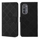 For Motorola Edge 2022 Ethnic Style Embossed Pattern Leather Phone Case(Black) - 1