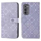 For Motorola Edge 2022 Ethnic Style Embossed Pattern Leather Phone Case(Purple) - 1