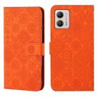 For Motorola Moto G53 Ethnic Style Embossed Pattern Leather Phone Case(Orange) - 1