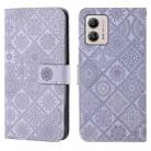 For Motorola Moto G53 Ethnic Style Embossed Pattern Leather Phone Case(Purple) - 1