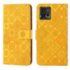 For Motorola Moto G72 Ethnic Style Embossed Pattern Leather Phone Case(Yellow) - 1