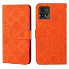 For Motorola Moto G72 Ethnic Style Embossed Pattern Leather Phone Case(Orange) - 1