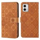 For Motorola Moto G73 Ethnic Style Embossed Pattern Leather Phone Case(Brown) - 1