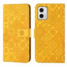 For Motorola Moto G73 Ethnic Style Embossed Pattern Leather Phone Case(Yellow) - 1