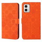 For Motorola Moto G73 Ethnic Style Embossed Pattern Leather Phone Case(Orange) - 1