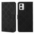 For Motorola Moto G73 Ethnic Style Embossed Pattern Leather Phone Case(Black) - 1