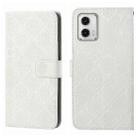 For Motorola Moto G73 Ethnic Style Embossed Pattern Leather Phone Case(White) - 1