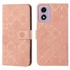 For Motorola Moto E14 Ethnic Style Embossed Pattern Leather Phone Case(Pink) - 1