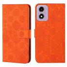 For Motorola Moto E14 Ethnic Style Embossed Pattern Leather Phone Case(Orange) - 1