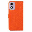 For Motorola Moto E14 Ethnic Style Embossed Pattern Leather Phone Case(Orange) - 3